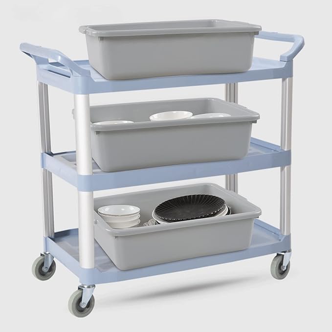 13 L Commercial Bus Tub Box 3-Pack Dishpan Basin Tub Grey
