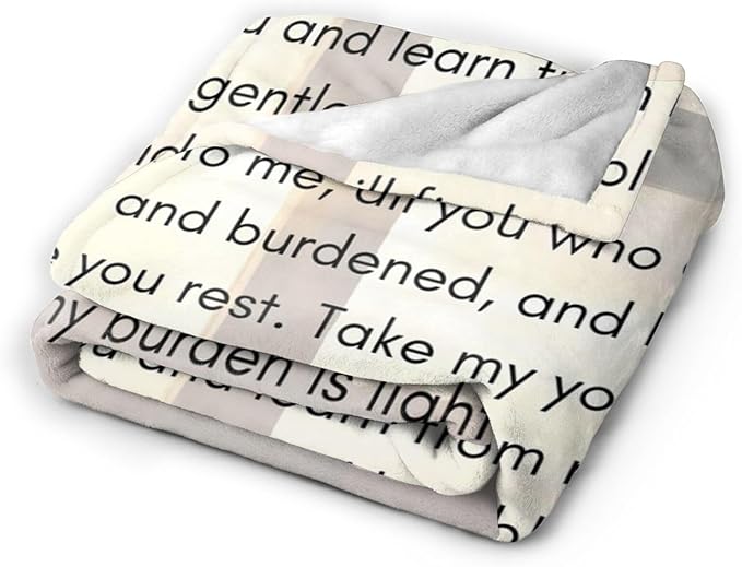 50X40 Matthew 11：28-30 Lightweight Flannel Blanket - Soft and Breathable Polyester Suitable for Travel Camping and Home Decoration