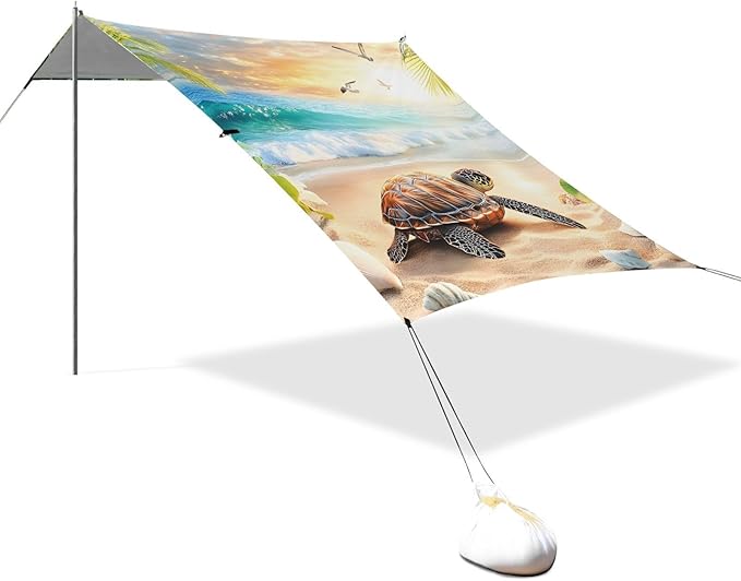 Beach Tent Sun Shelter Sea Turtle Sunny Beach Lightweight &amp Easy Setup Beach Shade Canopy for Camping Fishing