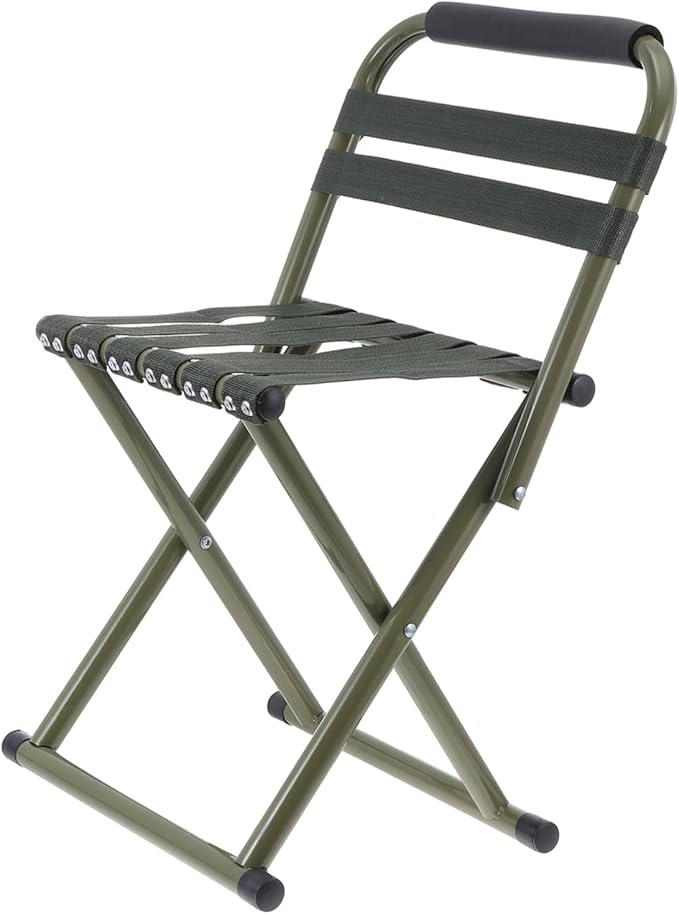 VANZACK 1pc Portable Folding Fishing Chair Lightweight and Outdoor Stool for Camping Hiking and Beach Activities Non- Design and Support Green