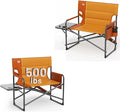 TIMBER RIDGE XXL Director’s Chair – Heavy Duty Folding Chair with Side Table 500 lb Capacity Extra Wide Padded Seat for Camping Sports Beach Patio and Outdoor Use Orange-2 Pack