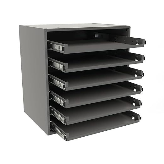 Durham 308B-95 Gray Cold Rolled Steel Bearing Rack for 6 Small Metal Compartment Boxes 15-9/16 Width x 16-3/8 Height x 11-7/8 Depth