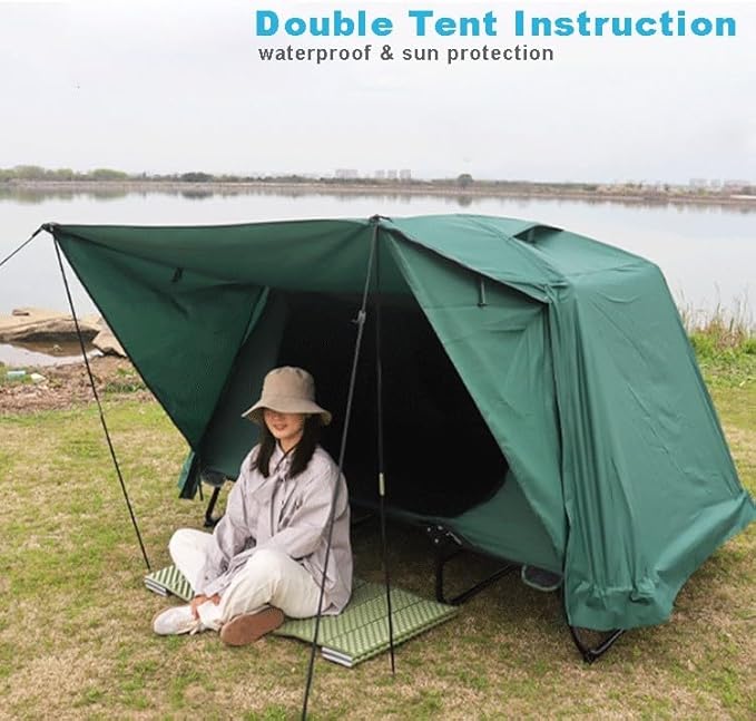Tent Cot Folding Off The Ground Waterproof Camping Sleeping Bed with Rain Cover