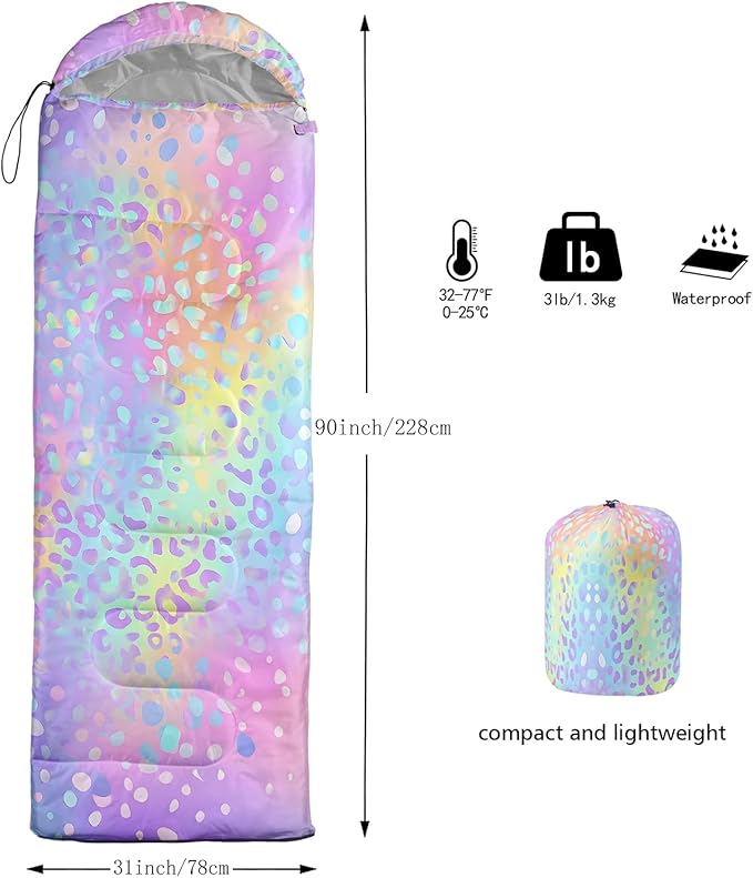 AILONEN Outer Space Astronaut Camping Sleeping BagsLightweight &amp Waterproof3 Season Warm &amp Cool WeatherCartoon Sleeping Bags for KidsBoys Girls TravellingOutdoors