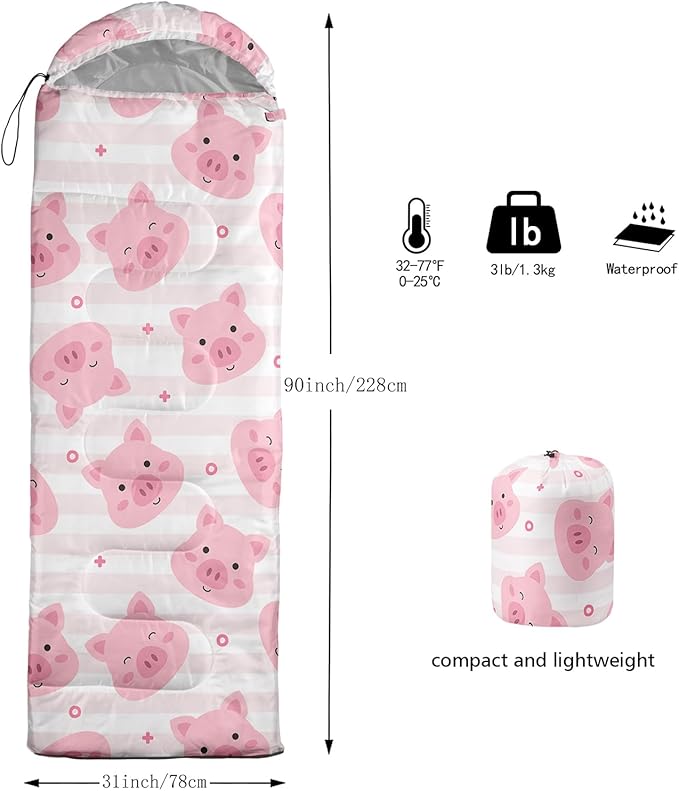AILONEN Kawaii Panda Sleeping BagsLightweight &amp Waterproof3 Season Warm &amp Cool WeatherDreamy Purple Flower Animal Themed Sleeping Bags for BoysGirlsKidsAdults TravellingOutdoors