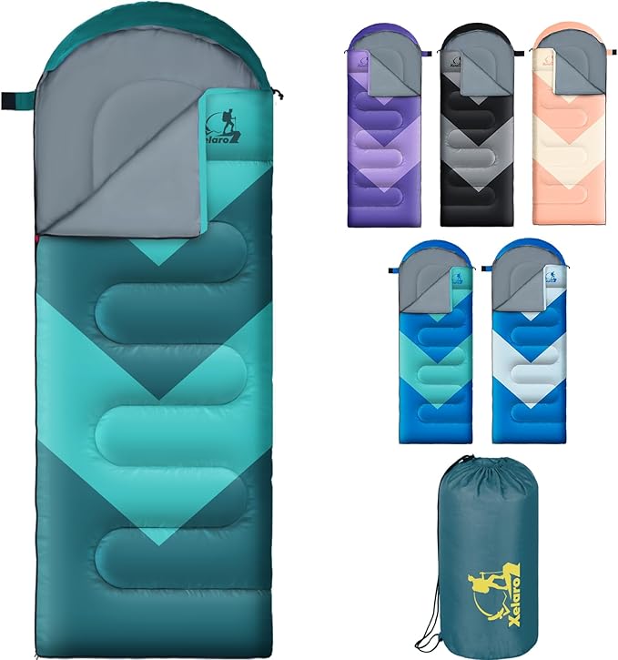 Sleeping Bag for Adults Girls Boys - 3 Season Warm &amp Cool Weather Lightweight Waterproof Camping Bag for Hiking Outdoor Travel