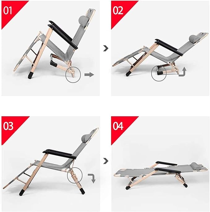 Oversized Heavy People Recliner Chair Metal Steel Folding Camping Lounger Outdoor Camping Lounge Chair