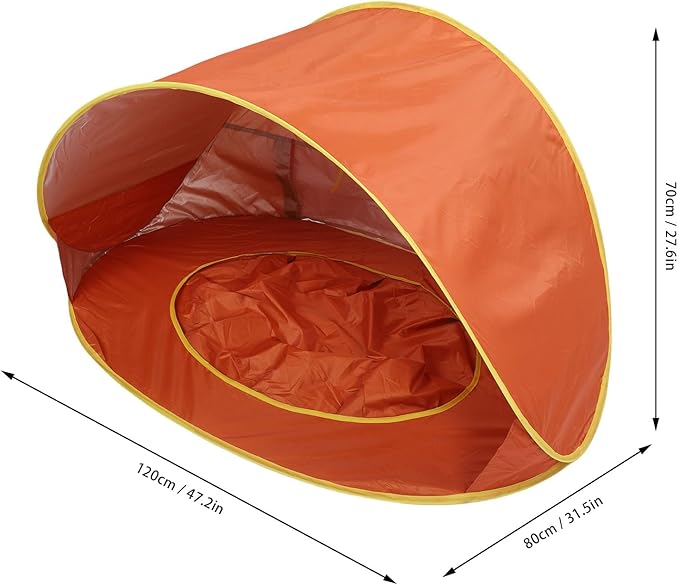 Pop Up Beach Tent Portable Sun Shelter with UPF50+ Protection and Built in Baby Pool Compact Foldable Beach Shade for Infant Outdoor Camping Beach Picnic (Orange)