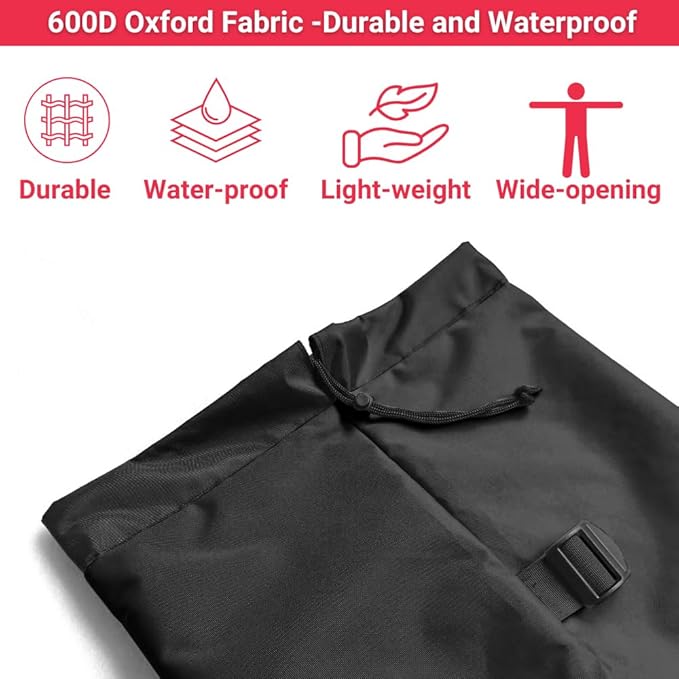 Heavy Duty Camping Chair Replacement Bag with Side Pocket Camp Cover Bags for Carrying Folding Chairs - 48 X 11 Inches Durable 600D Oxford Fabric Extra Wide Mouth Adjustable Strap (Black)
