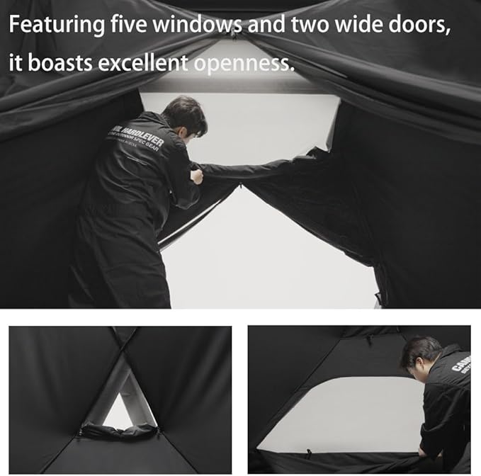 2025 Upgraded Crab 4P Canvas Inflatable Camping Tent with Rainfly Pump Groundsheet TPU Door Easy Setup Blow Up Air Tent for Camping Air Tent with Mesh Skylight Windows&ampDoors