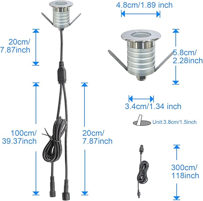 210 LED Honeycomb Underground Light 3W DC12-24V IP67 Anti-Glare Low-Voltage Embedded Stainless Steel 304 Cover Suitable for Outdoor Ground Deck Square Park Courtyard(3000K 4Packs)