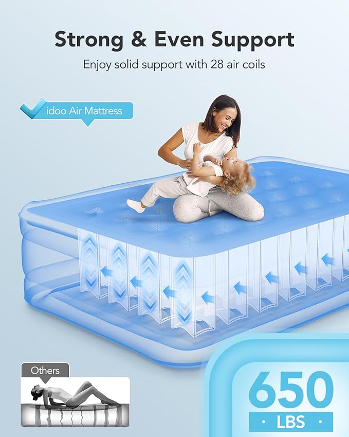 iDOO Air Mattress Full with Built in Pump Inflatable Blow up Mattress Full for Home Camping and Guest