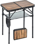 Mini Folding Camping Table - 2ft Lightweight Adjustable Height with Carry Handle Anti-Stain Desktop for Outdoor Glamping/Picnic/Patio &amp Indoor Decor (24 L×16 W)