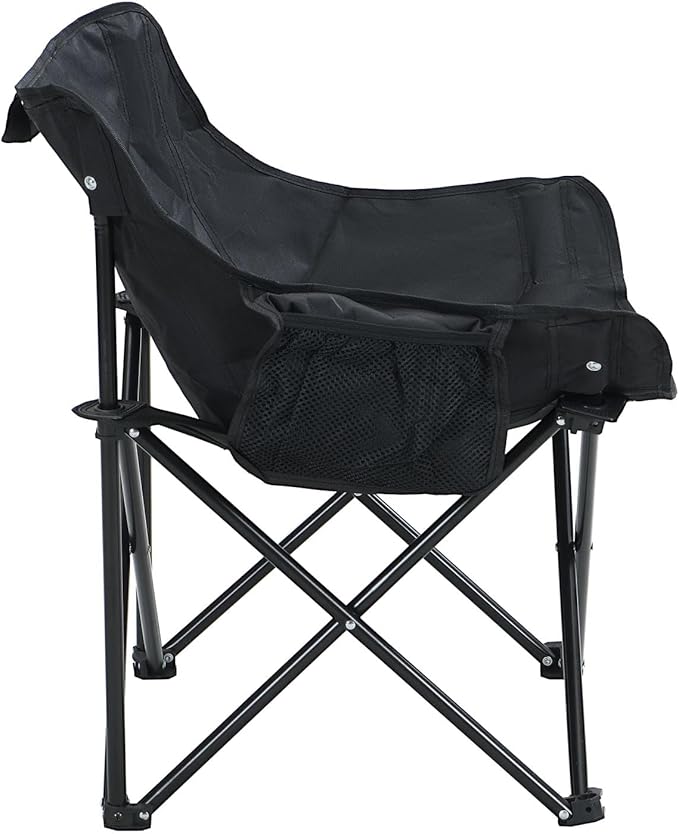 2 Pack Folding Camping Chairs Portable Beach Chairs &amp Reclining Camping Chair with Side Pockets Compact Recliner Chairs for Camping Picnics Fishing Beaches Barbecuesand (2Pcs Black)