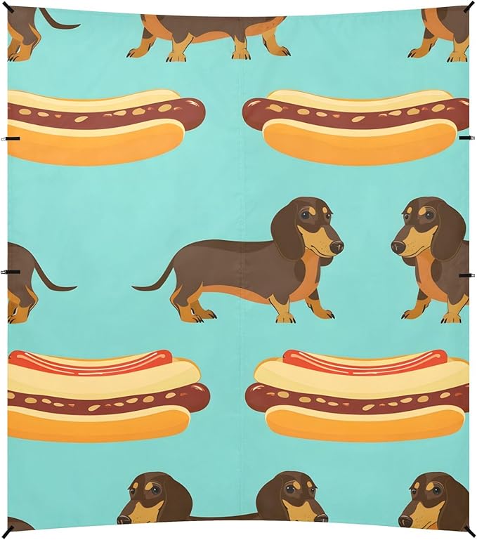 Dachshund Dog Hot Dog Camping Sun Shelter Beach Tent Portable Beach Sun Shade Outdoor Canopy for Camping Trips Fishing Picnic