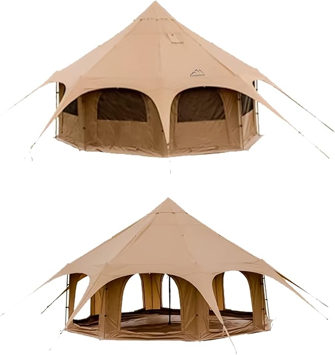 Cotton Canvas Tent Bell - Yurts Breathable and WindproofGlamping for 6/8/10Person Family Camping
