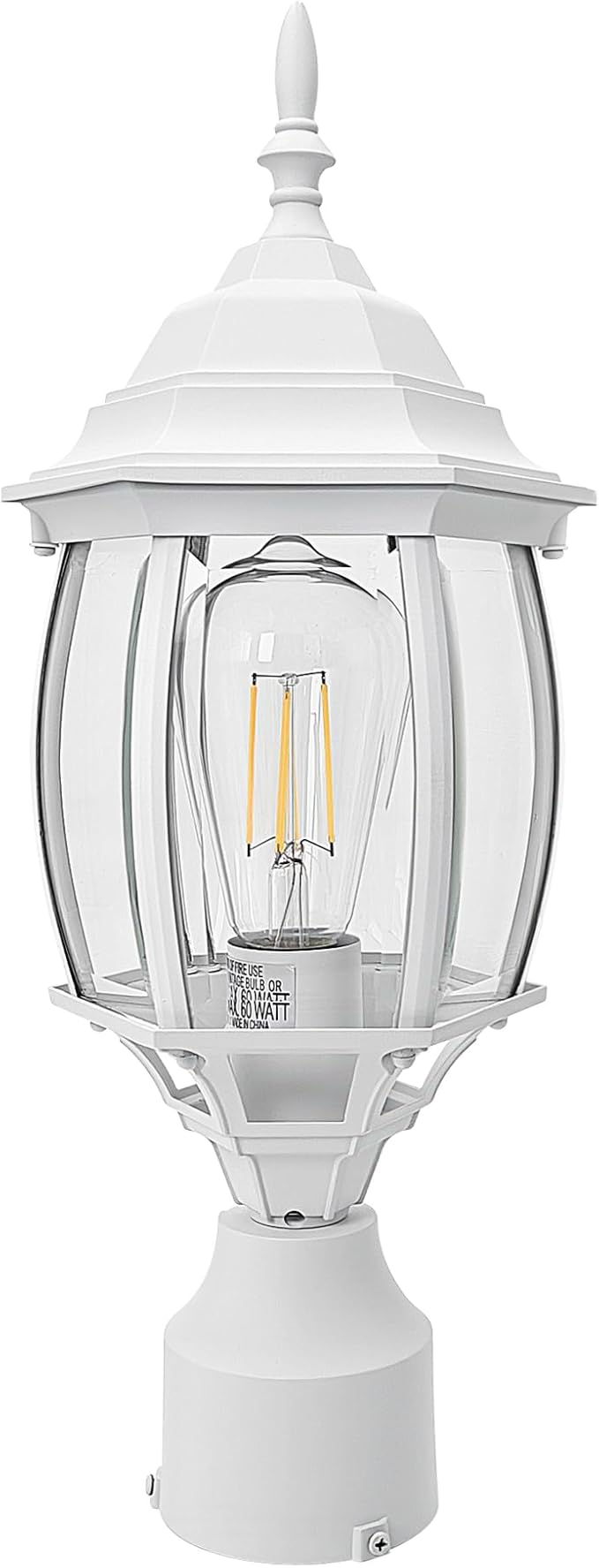 2 Pack White Outdoor Lamp Post for Patio Pathway 17inch White Outdoor Post Light Fixture for House Pier Mount Outside Lighting Exterior Pole Lamp 17” Coach Light