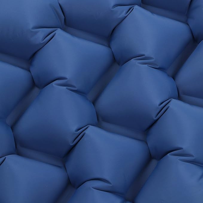 Camping Sleeping Pad Navy Blue Lightweight Moistureproof Inflatable Double Mattress with Storage for Outdoor Adventures