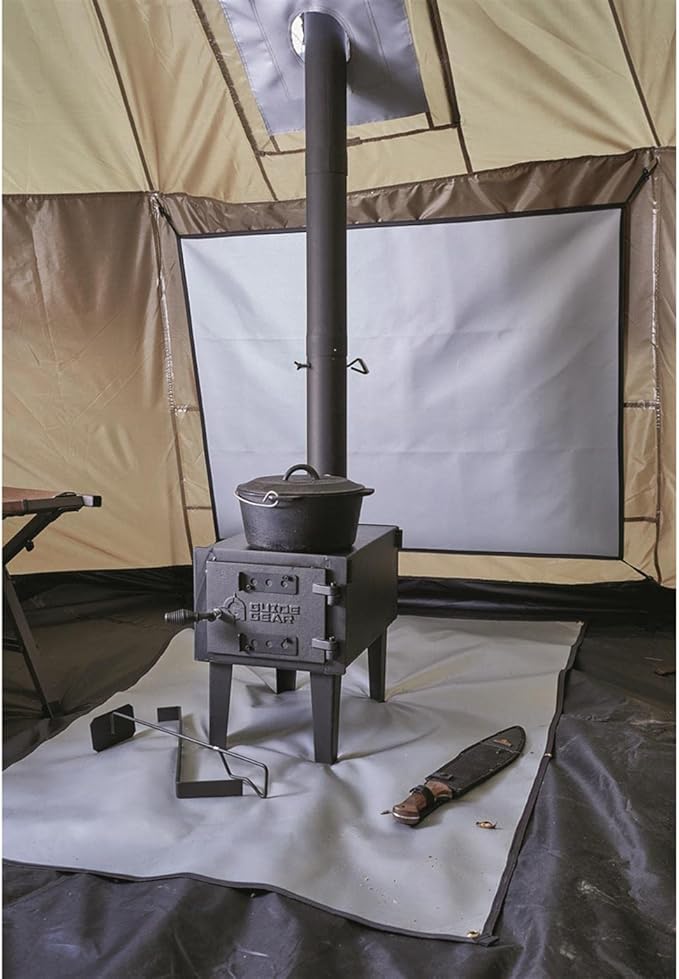 Guide Gear Base Camp Tent Outdoor Hiking Hunting Four Season Camping with Stove Jack