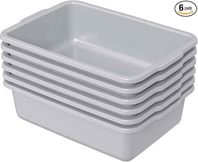 Obstnny 22 L Grey Plastic Utility Bus Tubs 6 Packs Commercial Dish Tubs Restaurant