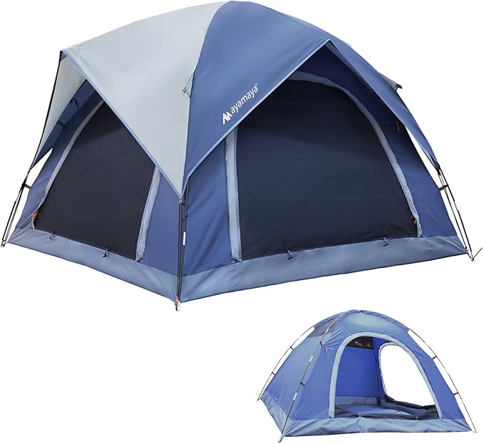 2-3 Person Tents for Camping - AYAMAYA Outdoor Waterproof Dome Family Tents with Removable Rainfly Breathable with 2 Doors &amp 2 Large Mesh Windows - Easy Set Up for Backpacking Hiking Travelling