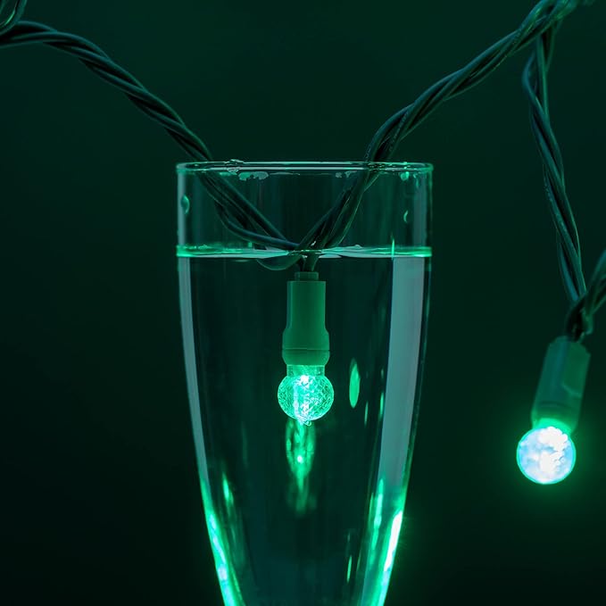 YULETIME Green One-Piece G12 Raspberry Christmas Lights 140 Count 48 Feet 2 Sets 70 LED 24 ft High Waterproof UL Certified String Light (Green)