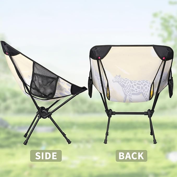 Animal Leopard Pattern Print Camping Chair Lightweight Portable Chairs for Adults Easy Installation Outdoor Foldable Camping Chair for Camping Fishing Hiking Picnic Beach
