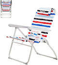 SUNNYFEEL Portable Beach Chair High Back Folding Beach Chair Lightweight Camp Chair with Reclining Position Backpack Lounger for Beach Camping Lawn Outdoor Red Blue White Striped