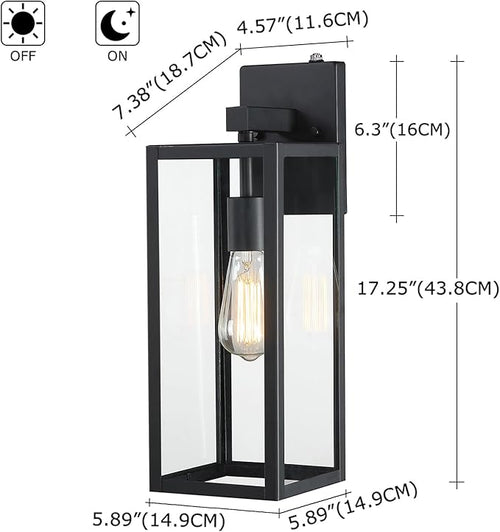 18 Inch Outdoor Wall Light Dusk to Dawn2 Pack Outdoor Lanterns for PorchLarge Outdoor Sconce Lights with SensorPhotocell Wall Lantern for Porch Patio Garage