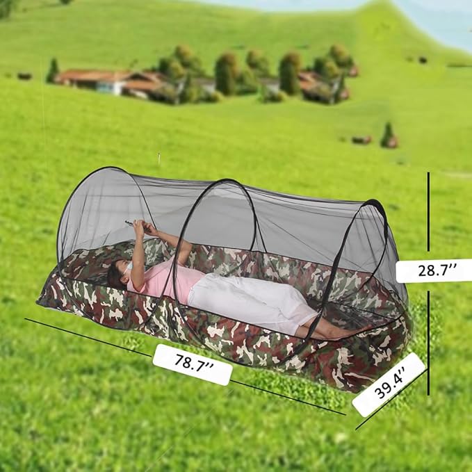 Mosquito TentFolding Netting Bed TentPortable Mosquito Netting with BottomCamping Tent Fine Mesh Mosquito Net for Adults Kids Travel Camping Backyards Canopy Outdoor (Black Net 1 Person)