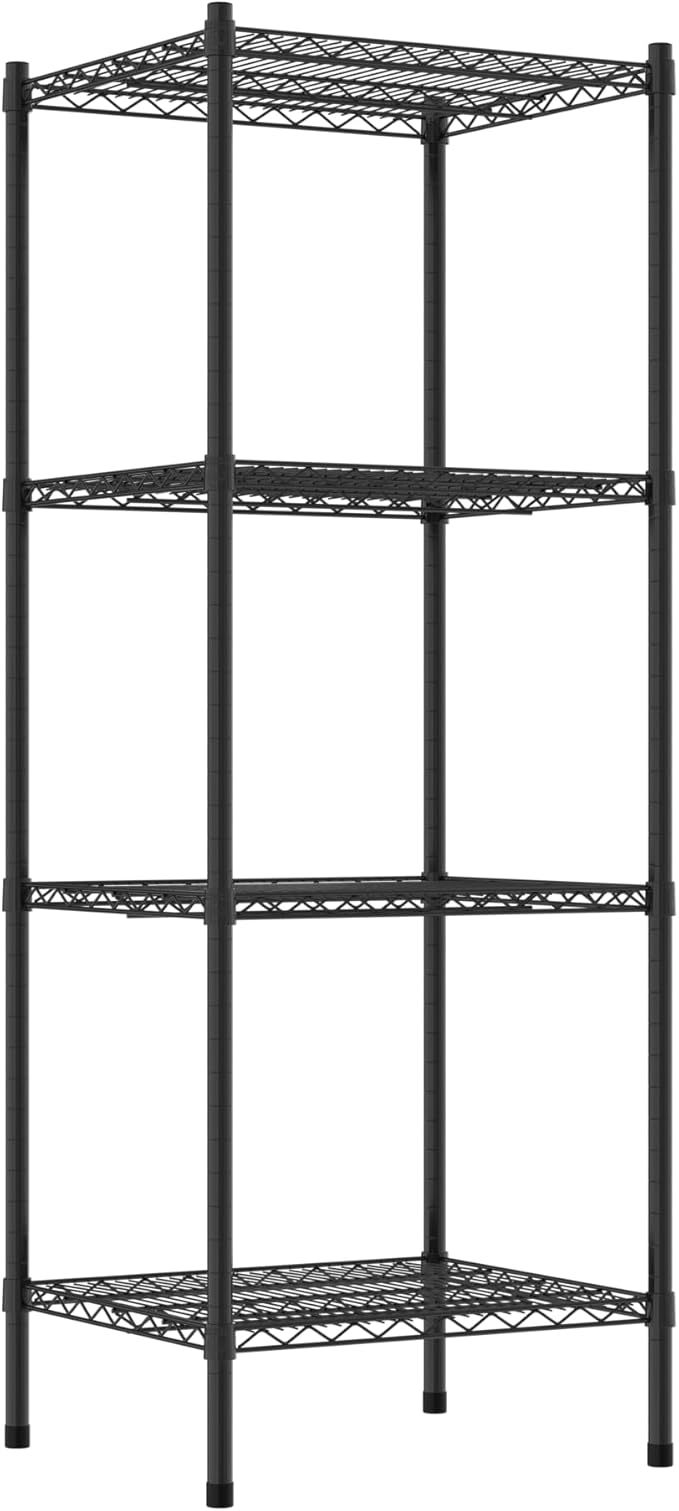 Commercial NSF Listed Black Epoxy Stationary Wire Shelving Kit 21 x 24 x 64 with 4 Shelves Perfect for Warehouse Walk-in Refrigerator Freezer Grocery Store Restaurant Dishroom