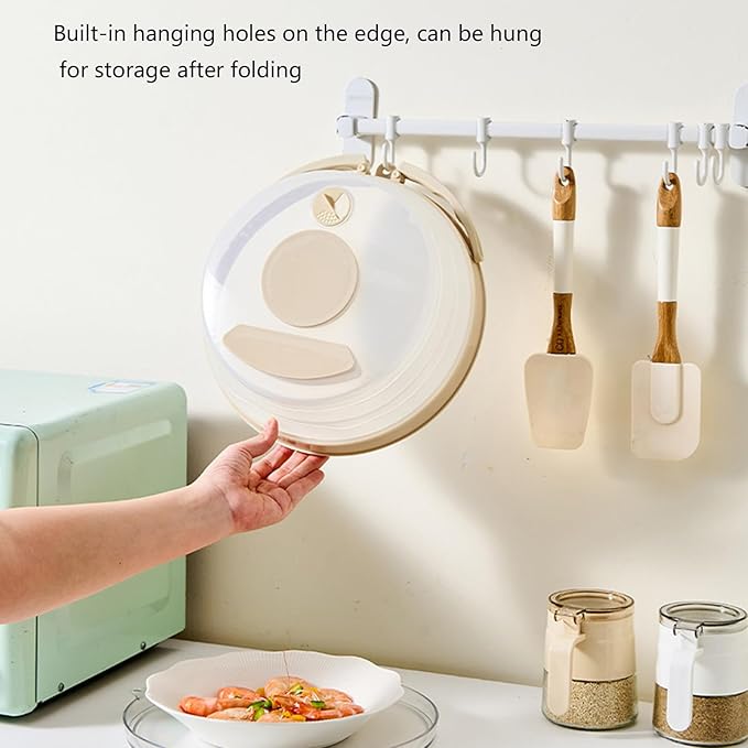 Nonflammable Compressible Microwave Cover Splatter Guard Lid with Ergonomic Grip for Food Freshness Microwave Foldable Cover