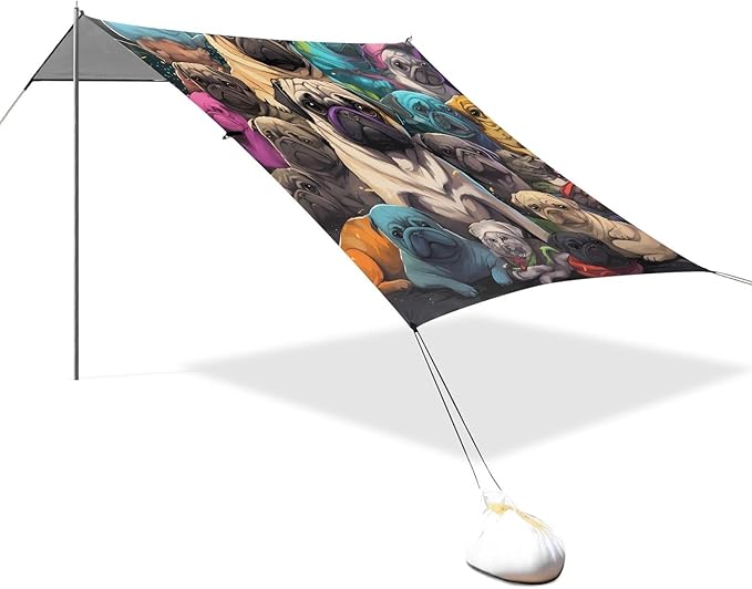 Cute Pug DogCamping Sun Shelters 9.2 x 10.5 FT Beach Canopy Tent Sun Shade with Carrying Bag for Camping Trips Fishing Backyard Fun or Picnics 21340341