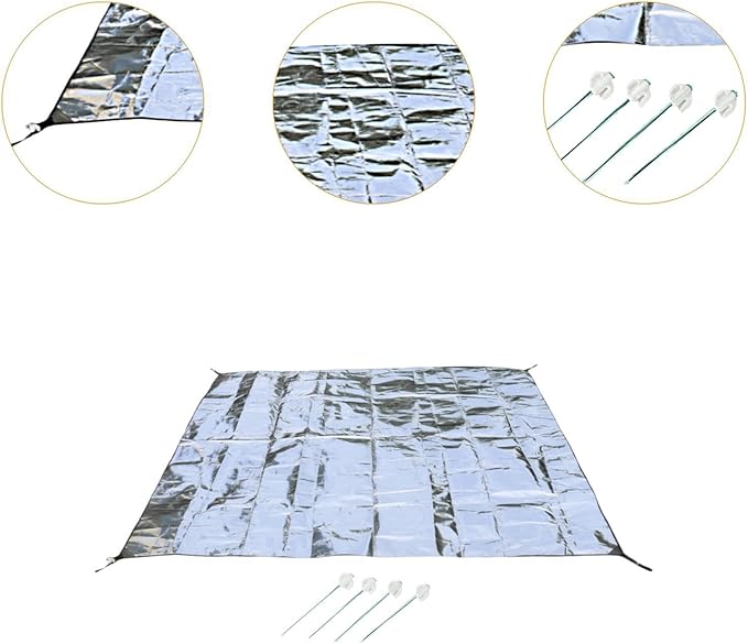Double Sided Aluminum Foil Pad Portable Waterproof Camping Mat for Hiking Beach Tent 200x200cm