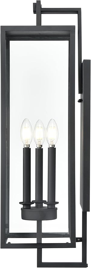 ML Lighting | Lamont Collection | 280003-TBK | 3 Light Outdoor Wall Sconce in Textured Black Finish with Clear Glass Shade | Perfect for Walkways Porches Backyards Patios and Driveways