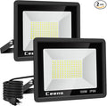 Ceena 2 Pack 120W Plug in LED Flood Light Outdoor 12000lm Super Bright Floodlight with Switch and 5.9FT Wire IP66 Waterproof 6000K LED Work Lights for Backyard Workshop Basketball Court