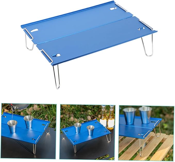 HANABASS Small Tea Table Easy to up Fold Down Portable Aluminum Folding Table for Outdoor Activities