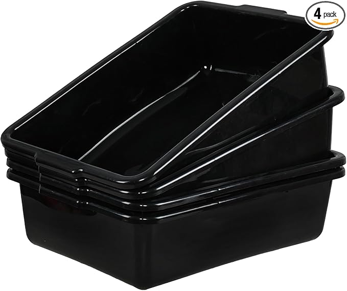 Commercial Bus Tubs Bus Box/Tote Box Set of 4 Black (23 L)