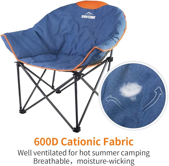 OUTDOOR LIVING SUNTIME Sofa Chair Oversize Padded Moon Leisure Portable Stable Comfortable Folding Chair for Camping Hiking Carry Bag…