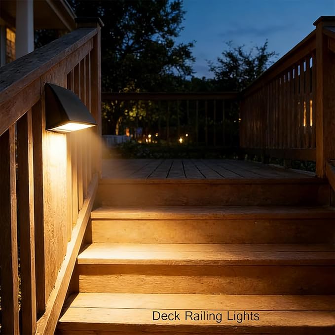 Arrownine Landscape Lighting Low Voltage Deck Lights 5W 12-24VOutdoor Waterproof Fence Post Lights for Patio Stairs Yard Railings Wall Light Warm White Black Color 2 Packs