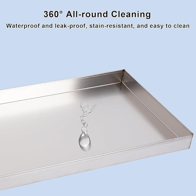 Stainless Steel Drain Pan 20x20x5cm - Versatile Oil Catch Tray with Handle for Washing Machines Air Conditioners Refrigerators Cars &amp Kitchens - Durable Food Serving Tray