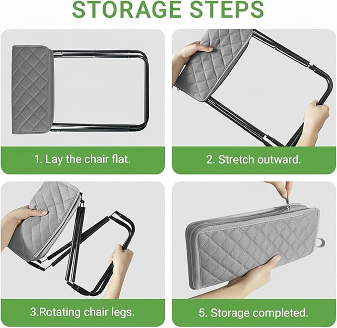 11.8 Portable Stool Folding Camping Stools for Adults Foldable Backpack Stool Pocket Chair Lightweight Travel Chair for Camping Fishing Hiking BBQ Grey