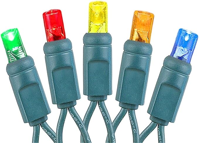 Novelty Lights Coaxial 4 Pack 25 Feet 50 Multicolor LED Christmas String Commercial Grade Green Wire Waterproof Connections Modular Product Line Connect 43 Sets
