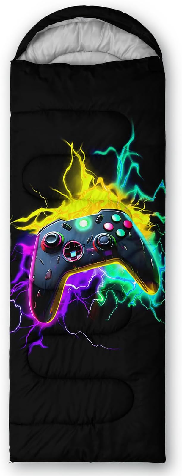Axolotl Gaming Sleeping Bag for Boys Girls KidsGamepad Waterproof Portable Camping Bag3 Season Warm Cool Weather Lightweight Compact Camping Essentials Gear for Travelling Hiking Green Purple Orange