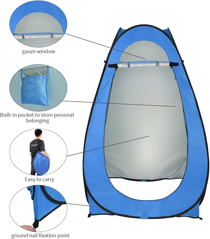 Privacy Shower Tent1-2 Person Portable Pop Up Toilet Shower Tent Changing Room Dressing Tent Camping Shelter