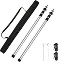 Tiandirenhe 2pcs Camping Tent Poles 95-234cm Telescoping Pole Adjustable Thicken Aluminum Alloy Tarp Poles Support Rods Beach Shelter Tarp Awning Pole for Hiking Camping Silver