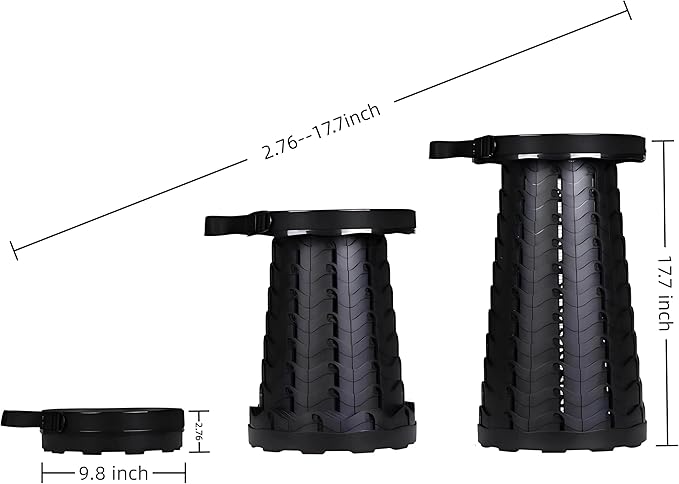 Upgraded Collapsible Stool Max 500lb Load Capacity Lightweight But Sturdy Portable Retractable Folding Telescoping Foldable Camping Stool for Adults Outdoor Fishing Hiking Travel BBQ