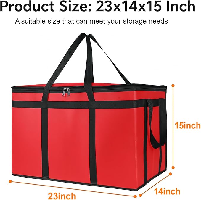 Bodaon Large 2-Pack Insulated Food Delivery Bag With Hard Bottom XXXL Bags Rideshare Delivery Bag Grocery Shopping and Catering Cold/Hot Styrofoam Carrier for Travel/Car