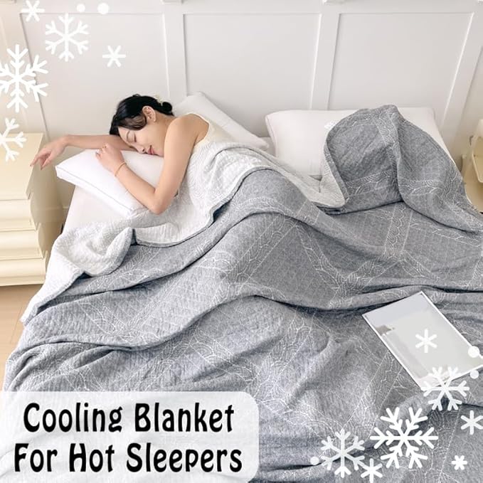 ITFRO Cooling 3 Layer Cotton Muslin Blanket for Hot Sleepers Twin Size 60x80 Inches Lightweight Breathable Reversible Summer Camping Blanket All Seasons for Couch Sofa Bed (Solid Grey 60x80)