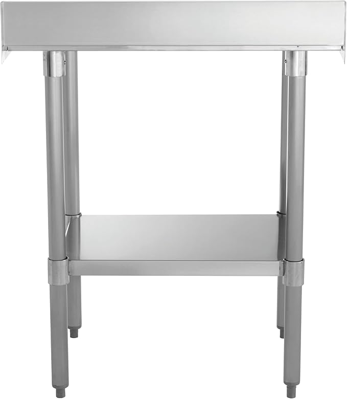 Kratos Stainless Steel Kitchen Prep Table 24 Dx36 W with Backsplash and Undershelf NSF Worktable for Restaurants - 18ga/430SS (28W-045)